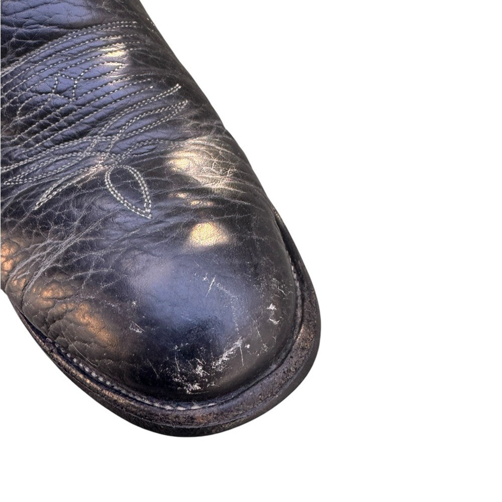 Tony Lama Black Leather Vintage Cowboy Boots Men's 8D Vintage Western USA in GUC - Picture 11 of 15